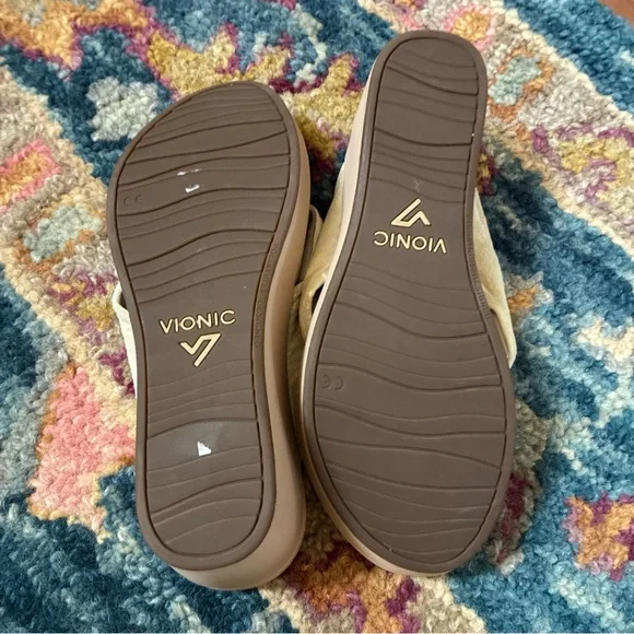 Vionic Arabella Flip Flop Platform Wedge Sandals Champagne SZ 9 - Picture 4 of 10